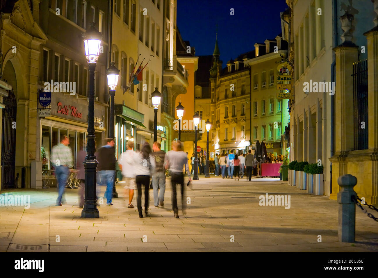 La vita notturna nella città di Lussemburgo, Lussemburgo Foto Stock