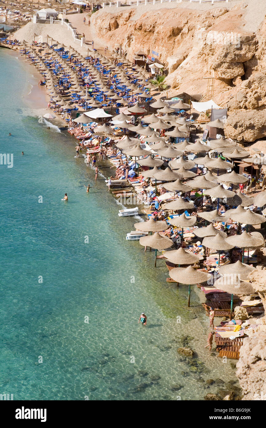 Vista della spiaggia di Sharm El Sheikh, Egitto Foto Stock
