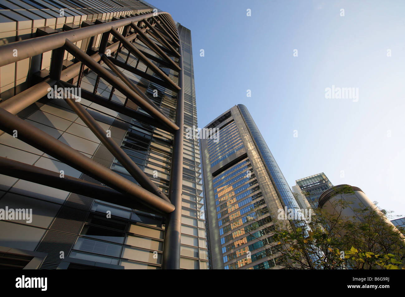 Giappone Tokyo area di Shiodome nuovo highrise sviluppo urbano Foto Stock