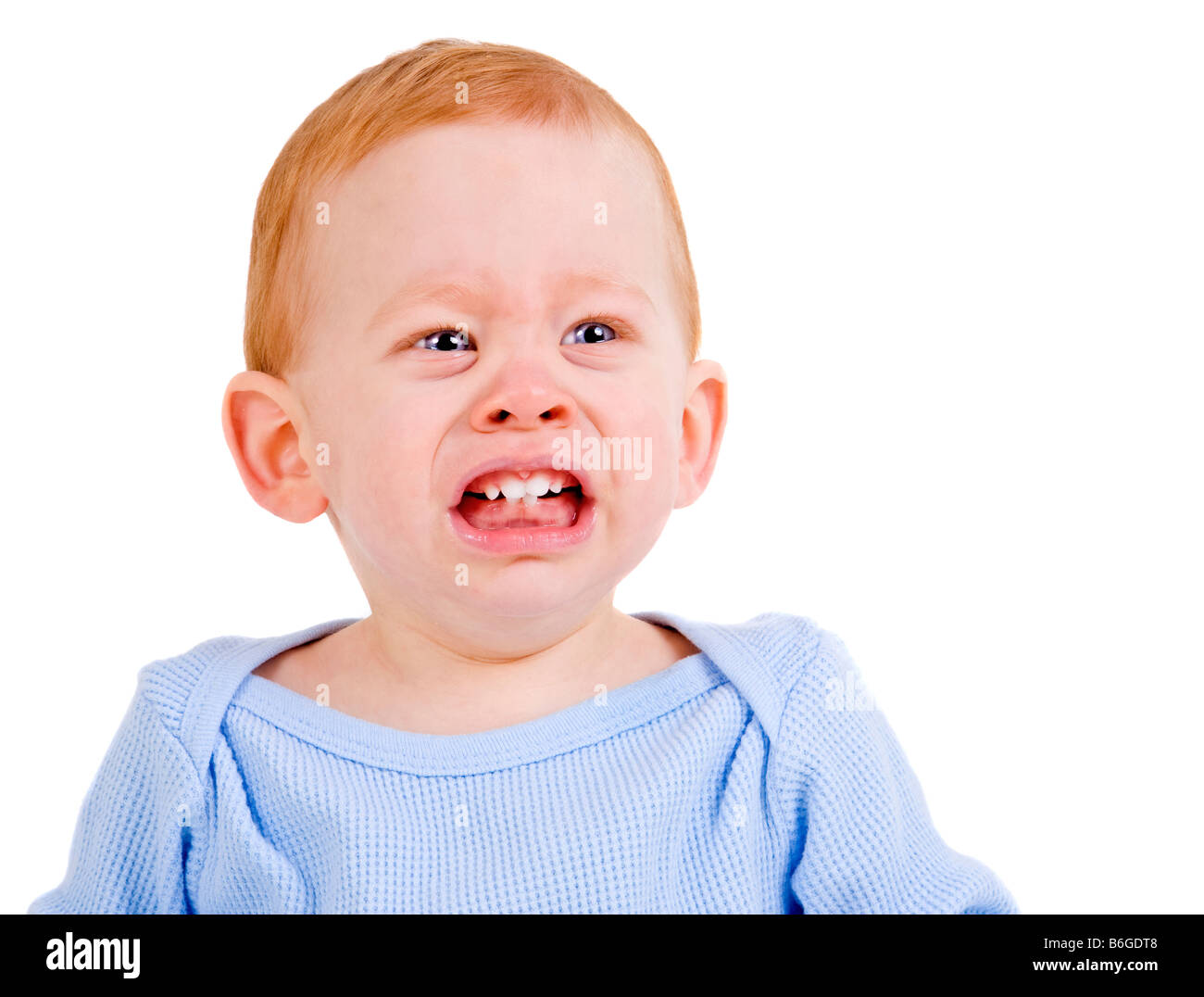 Triste Bimbo Piange Con Dolore La Dentizione Foto Stock Alamy