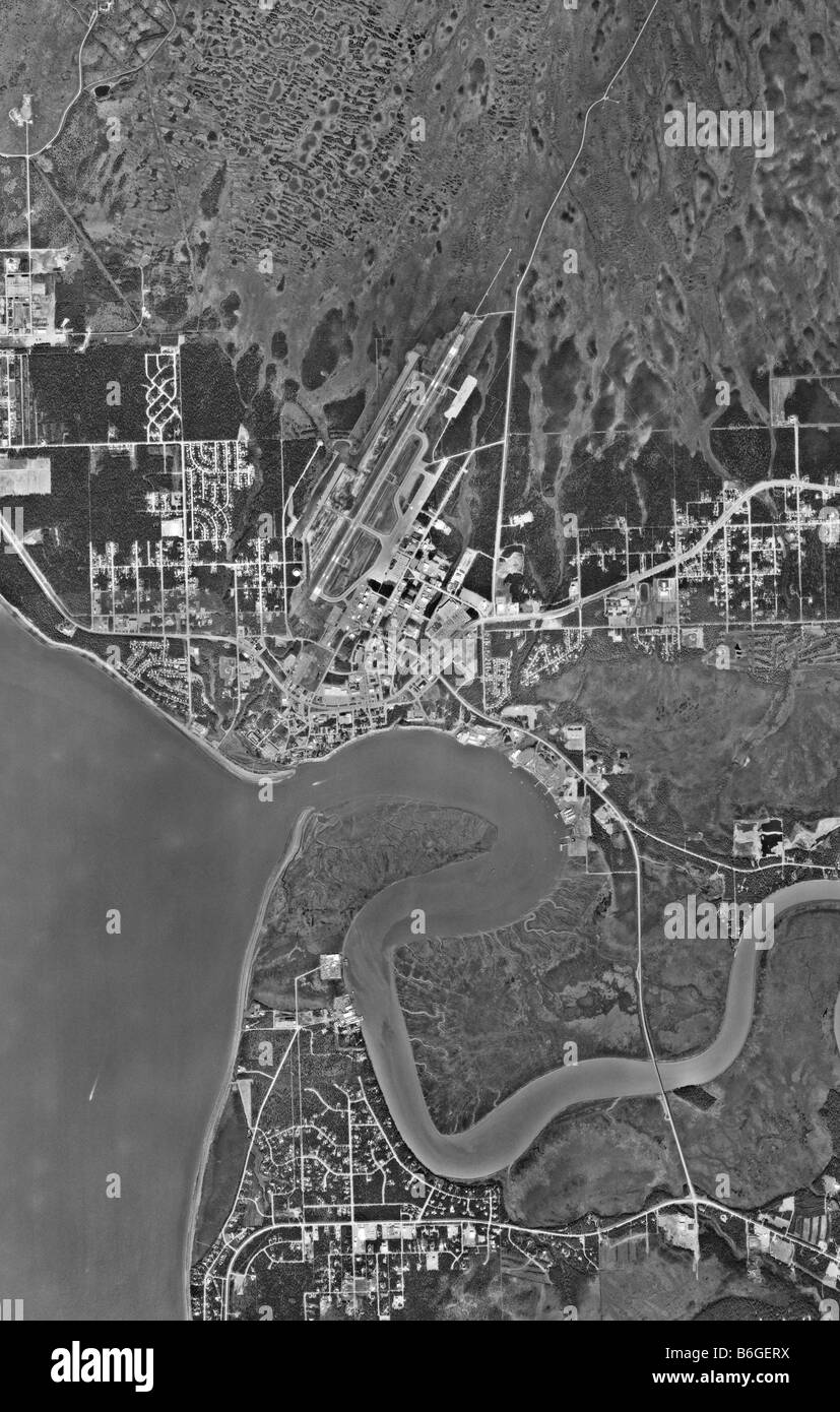 Mappa dell'antenna al di sopra di Kenai Alaska tra cui l'aeroporto comunitario e il fiume Foto Stock