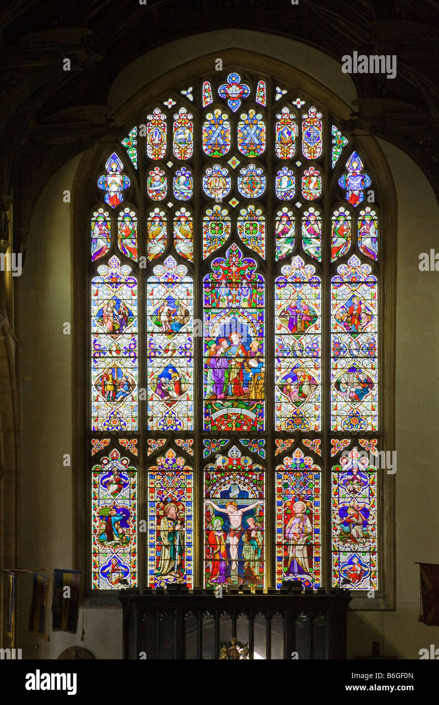 West vetrata della St Marys Chiesa a Bury St Edmunds, Suffolk, Regno Unito Foto Stock