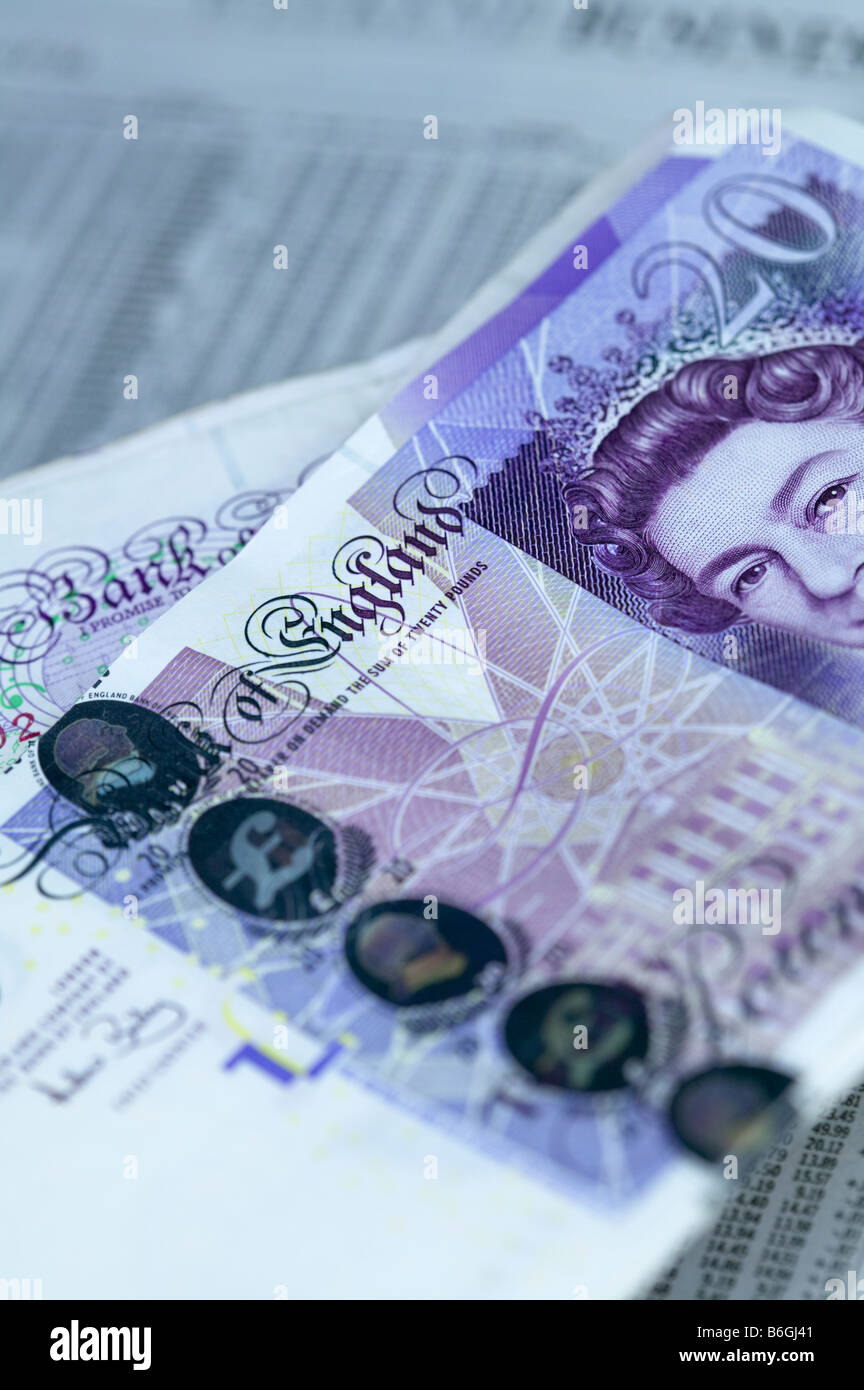 Il denaro in contanti nota banca valuta note sterling pound Foto Stock