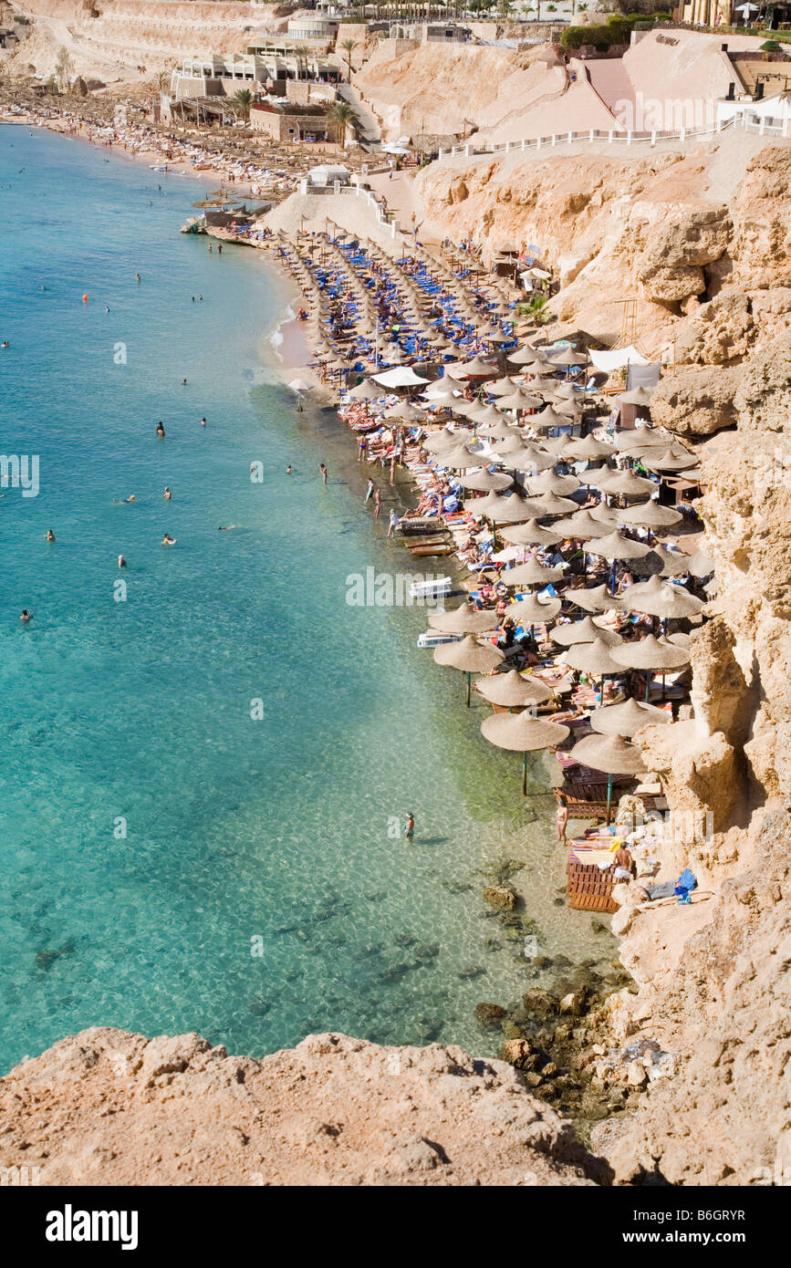 Vista della spiaggia di Sharm El Sheikh, Egitto Foto Stock