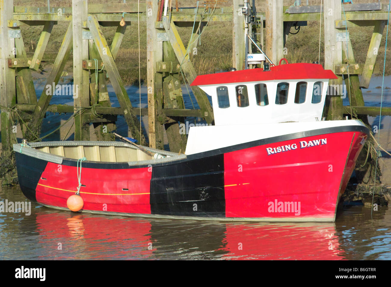 Smerlo a breve la pesca di pesci marini alimentari barche ormeggiate fiume rother segala EAST SUSSEX REGNO UNITO Foto Stock