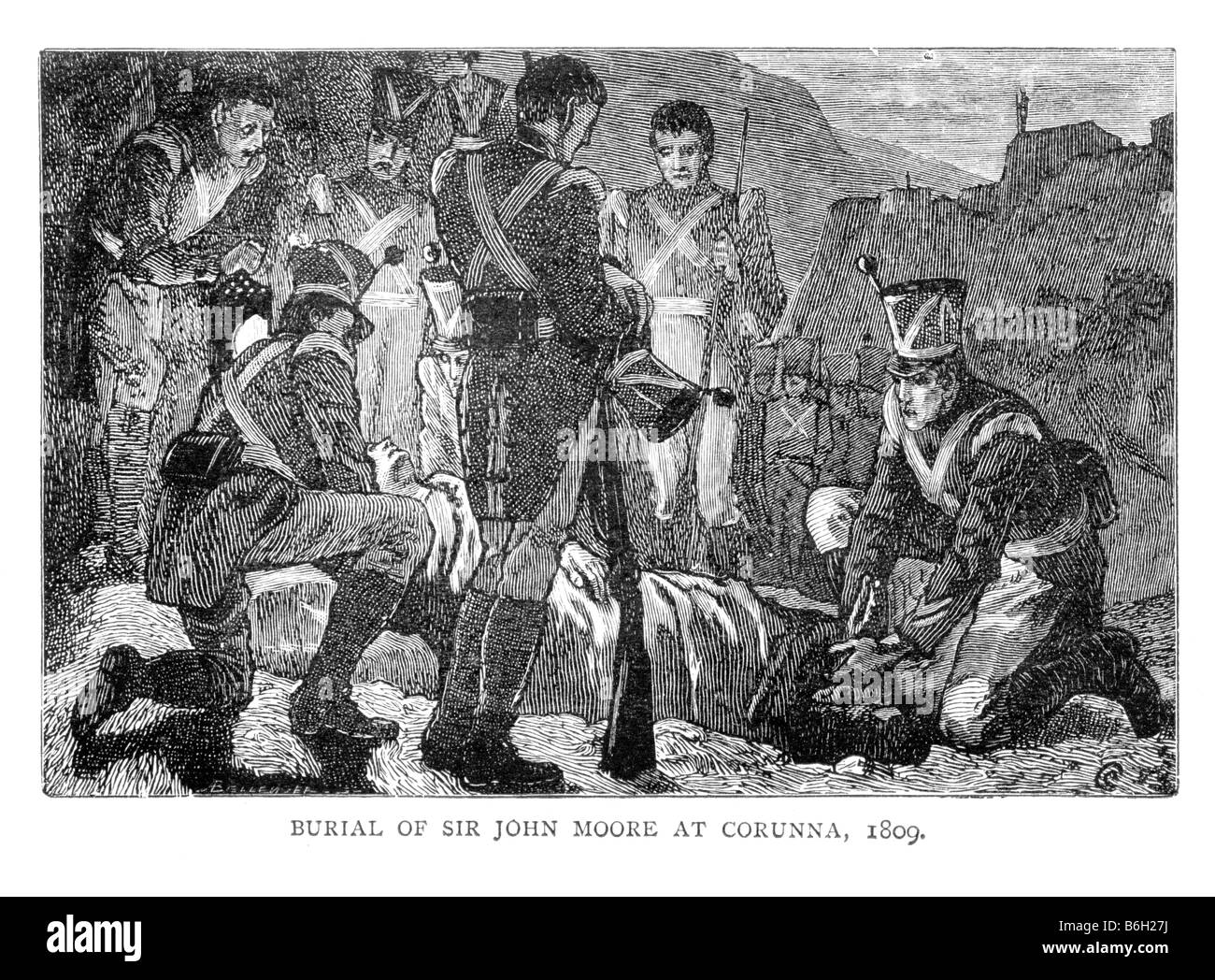 La sepoltura di Sir John Moore a La Coruña 1809 XIX Centruy illustrazione Foto Stock