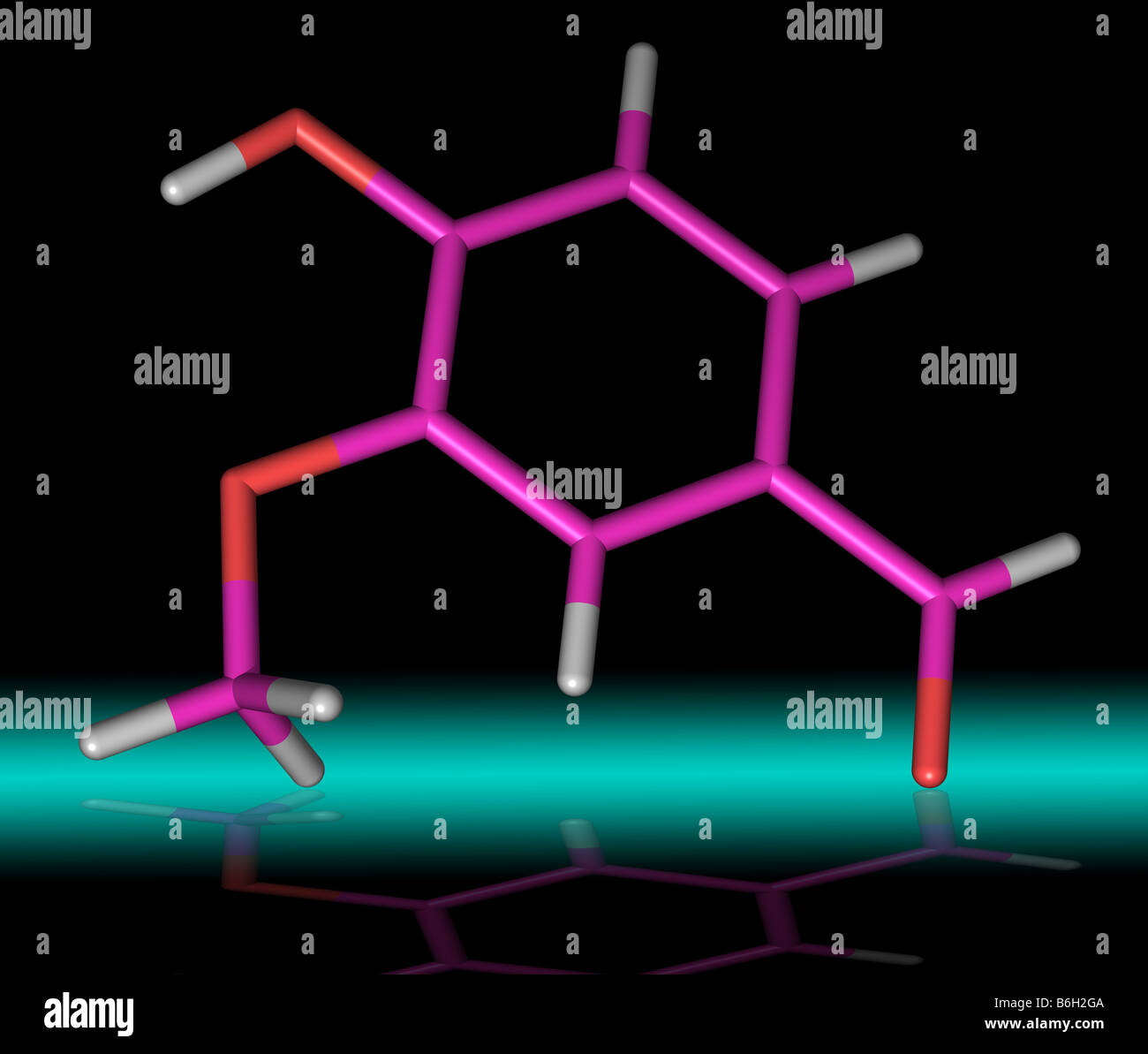 Molecola di vanillina Foto Stock