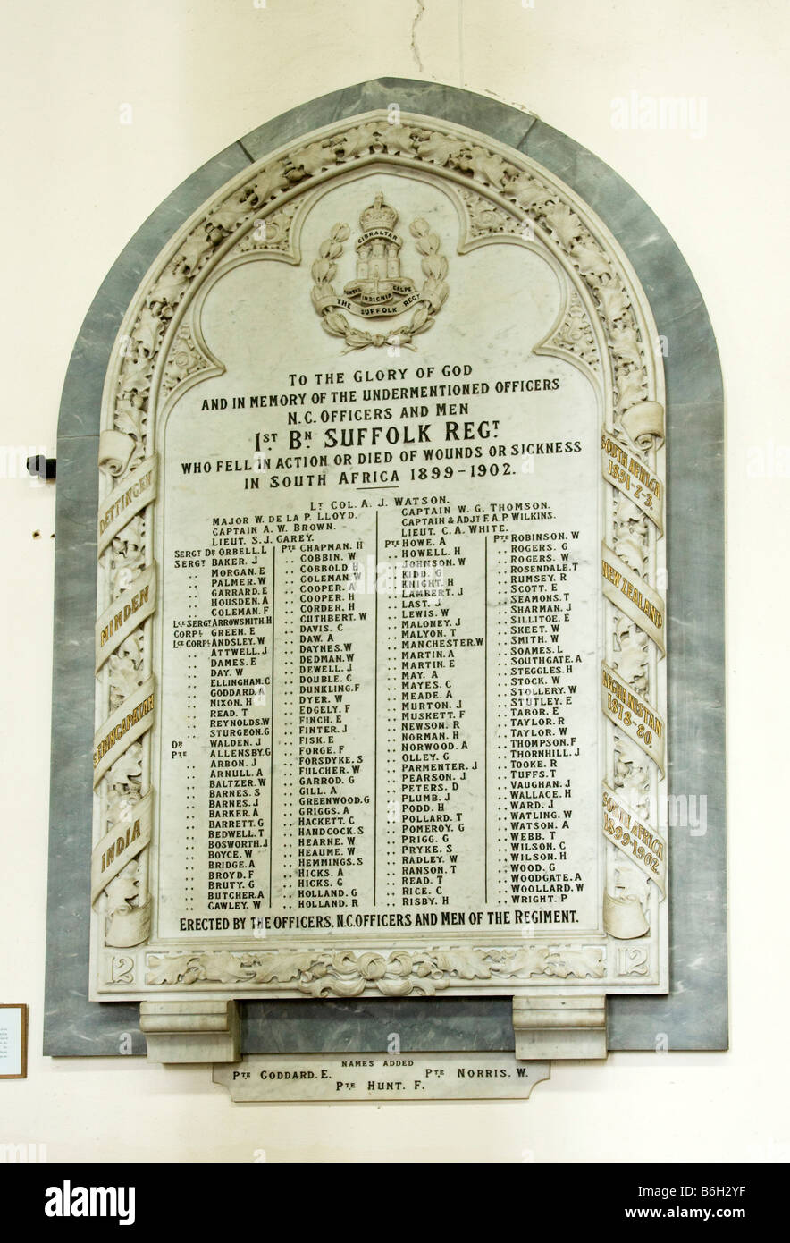 Memoriale di guerra in St Marys Chiesa a Bury St Edmunds, Suffolk, Regno Unito Foto Stock