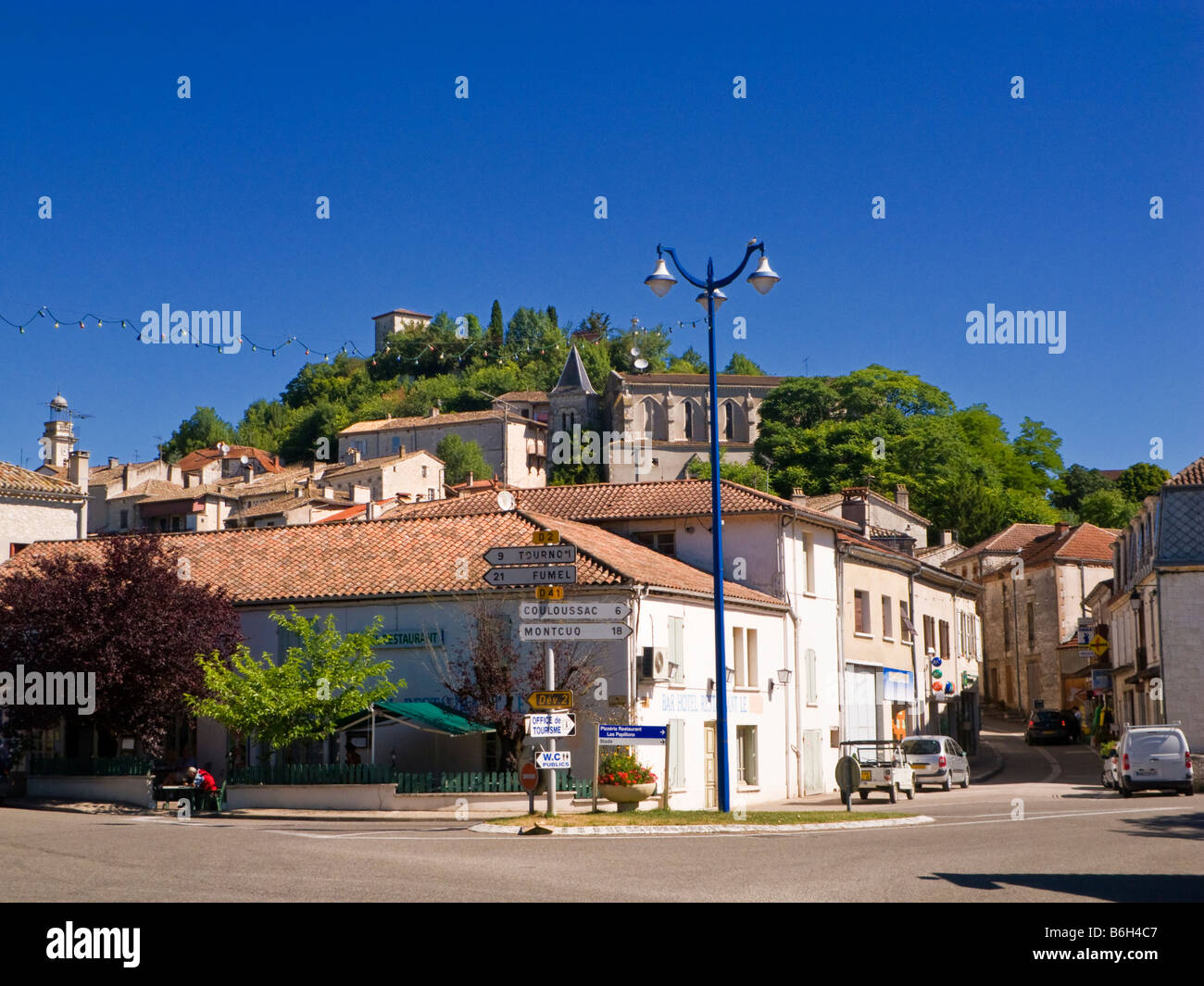 Centro città Montaigu de Quercy Tarn et Garonne sud-ovest della Francia Europa Foto Stock