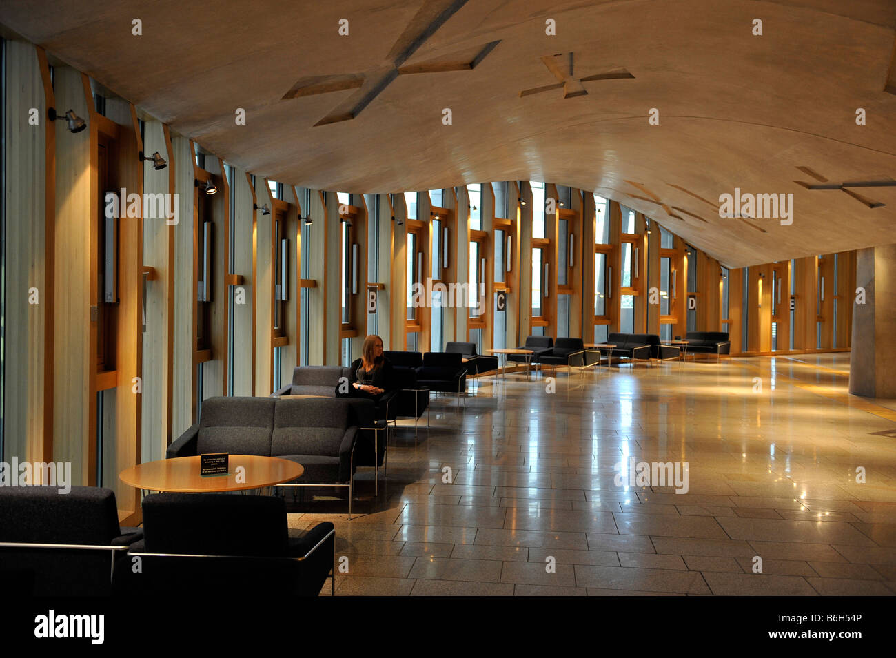 Interno il parlamento scozzese di Holyrood Foto Stock