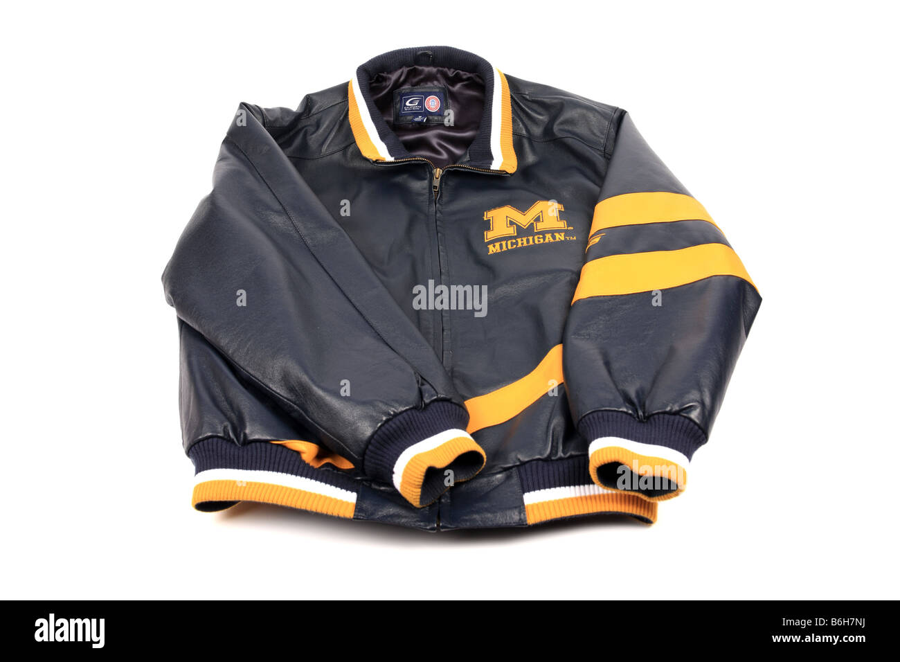 Blu scuro e giallo dorato di stato del Michigan giacca in pelle Foto Stock
