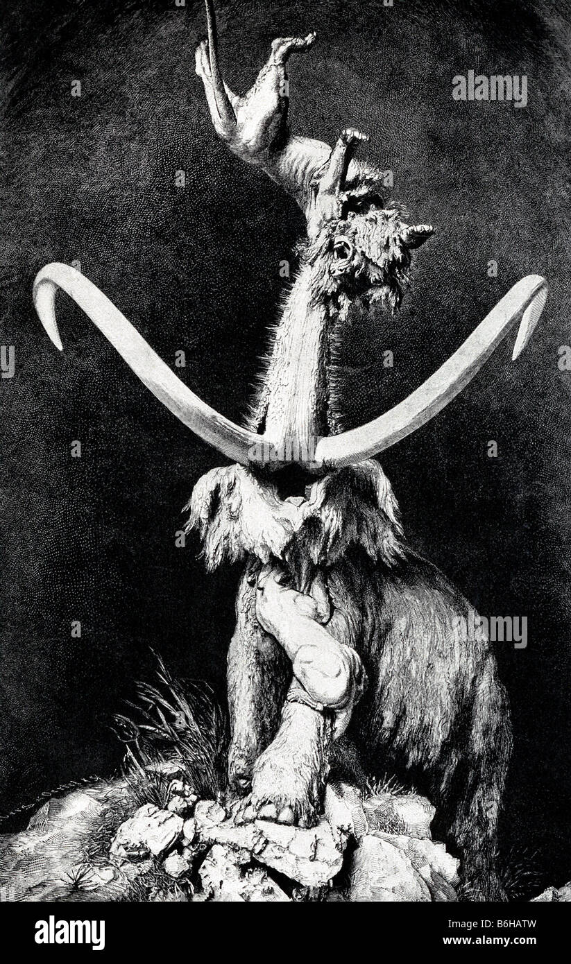Immagine di fantasia di mammut lanosi Foto Stock