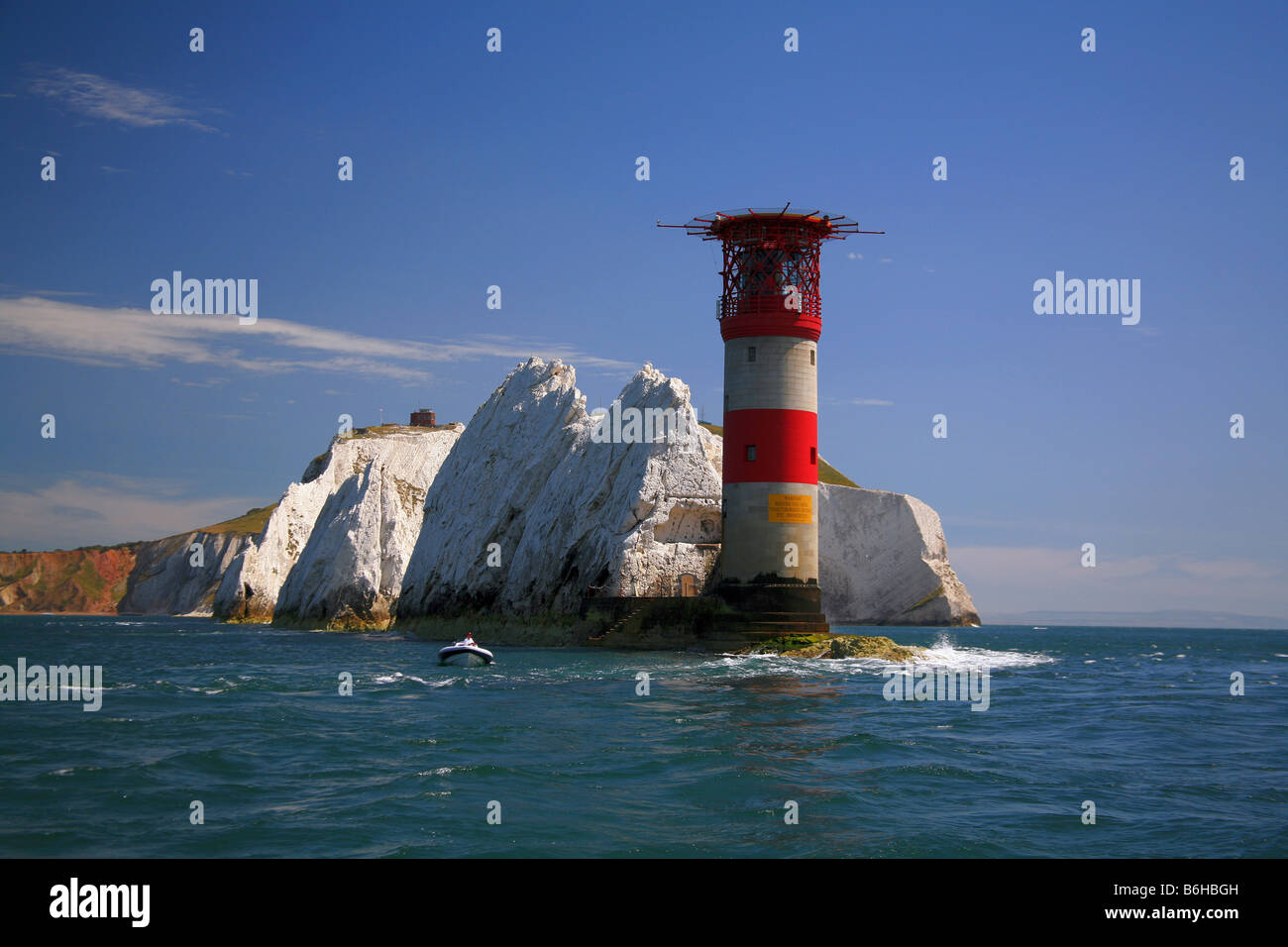 Gli aghi del faro, Isle of Wight, Regno Unito Inghilterra Foto Stock