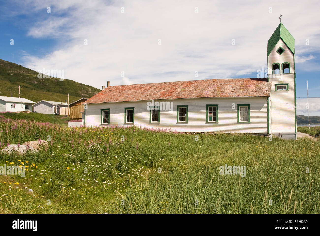 Chiesa morava Nain, Labrador, Canada Foto Stock