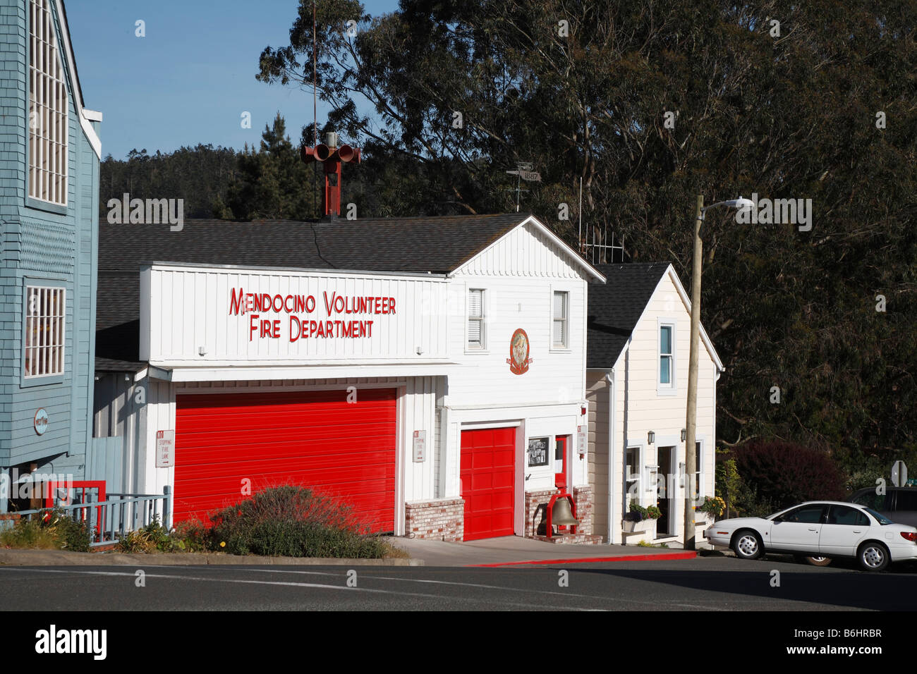 Stazione dei vigili del fuoco Mendocino, California USA Foto Stock