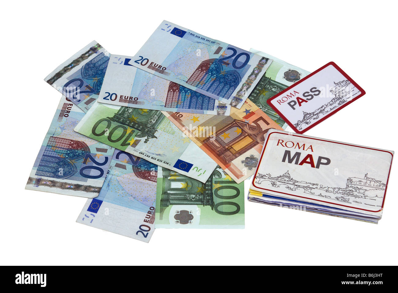 Viaggiare in Europa euro e Roma s mappa Foto Stock