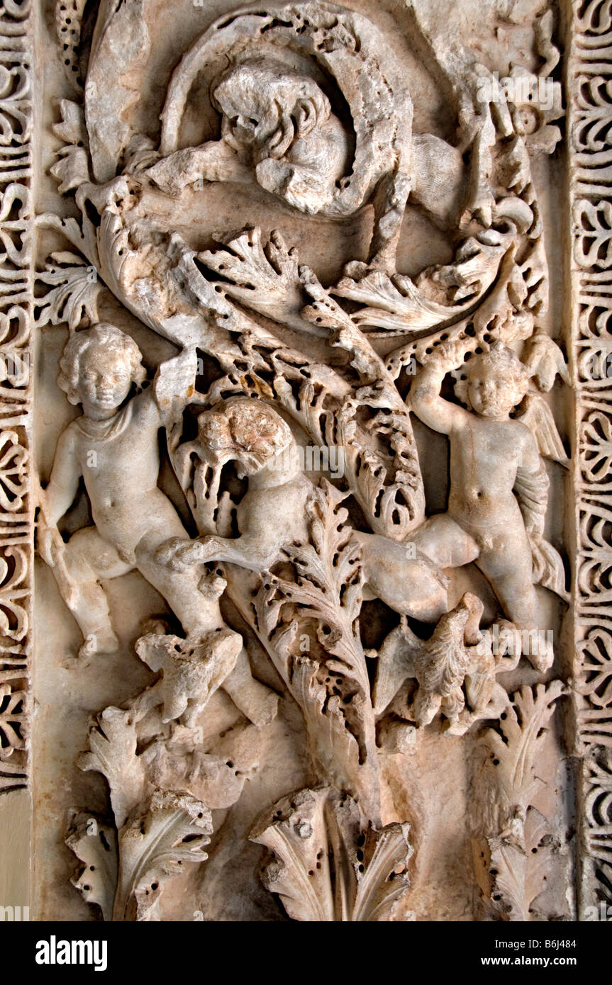 Decorata in marmo del montante Aphrodisias Geyre Aydin romano del II secolo D.C. Foto Stock