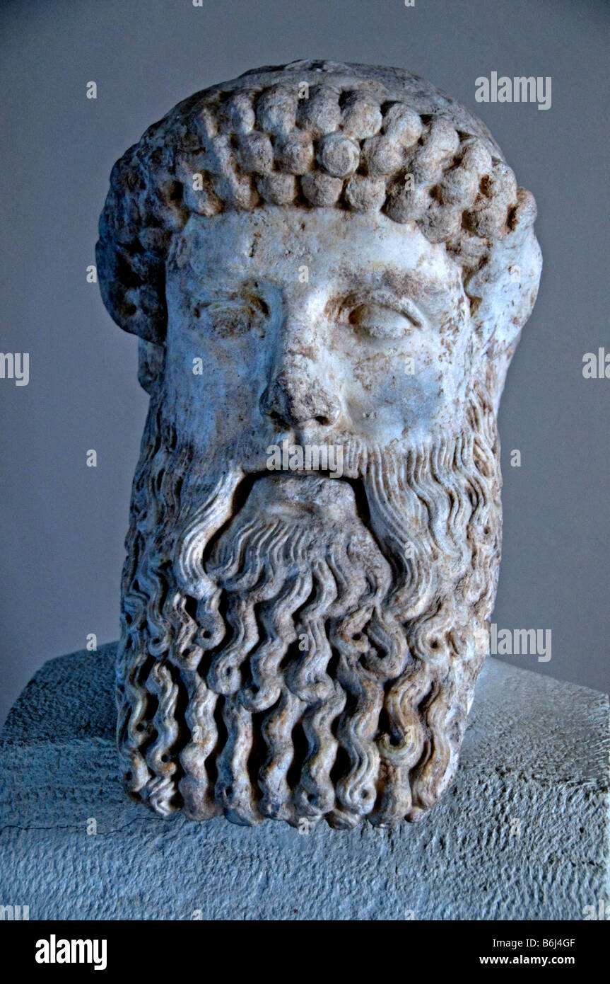 Busto di Herme protettore dei viaggiatori Hermes Tenedos in marmo di Bozcaada copia romana Turchia Bagno Turco Foto Stock