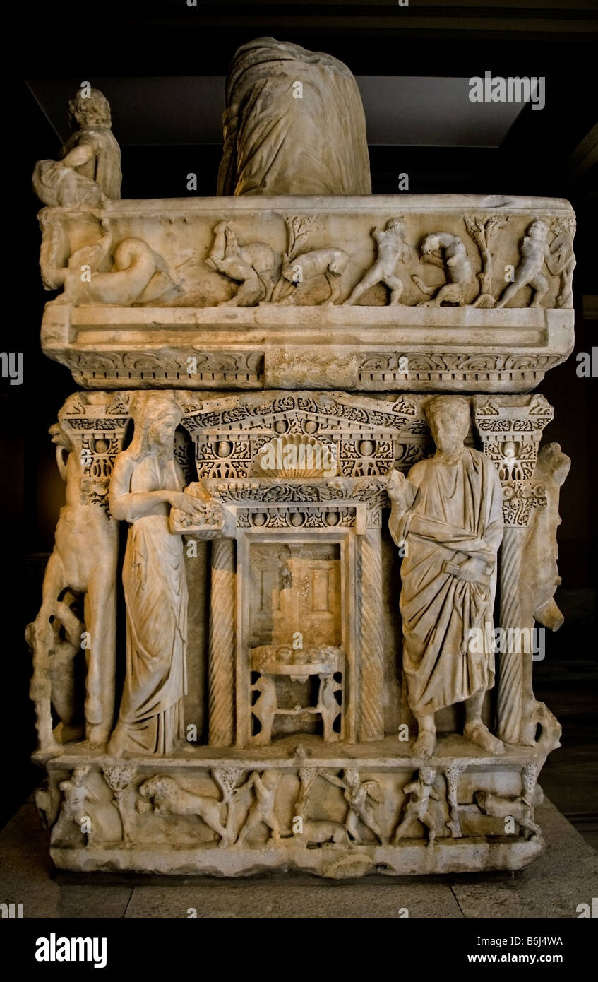 Sidamara sarcofago in marmo Konya Ambarasi romano del III secolo D.C. Foto Stock