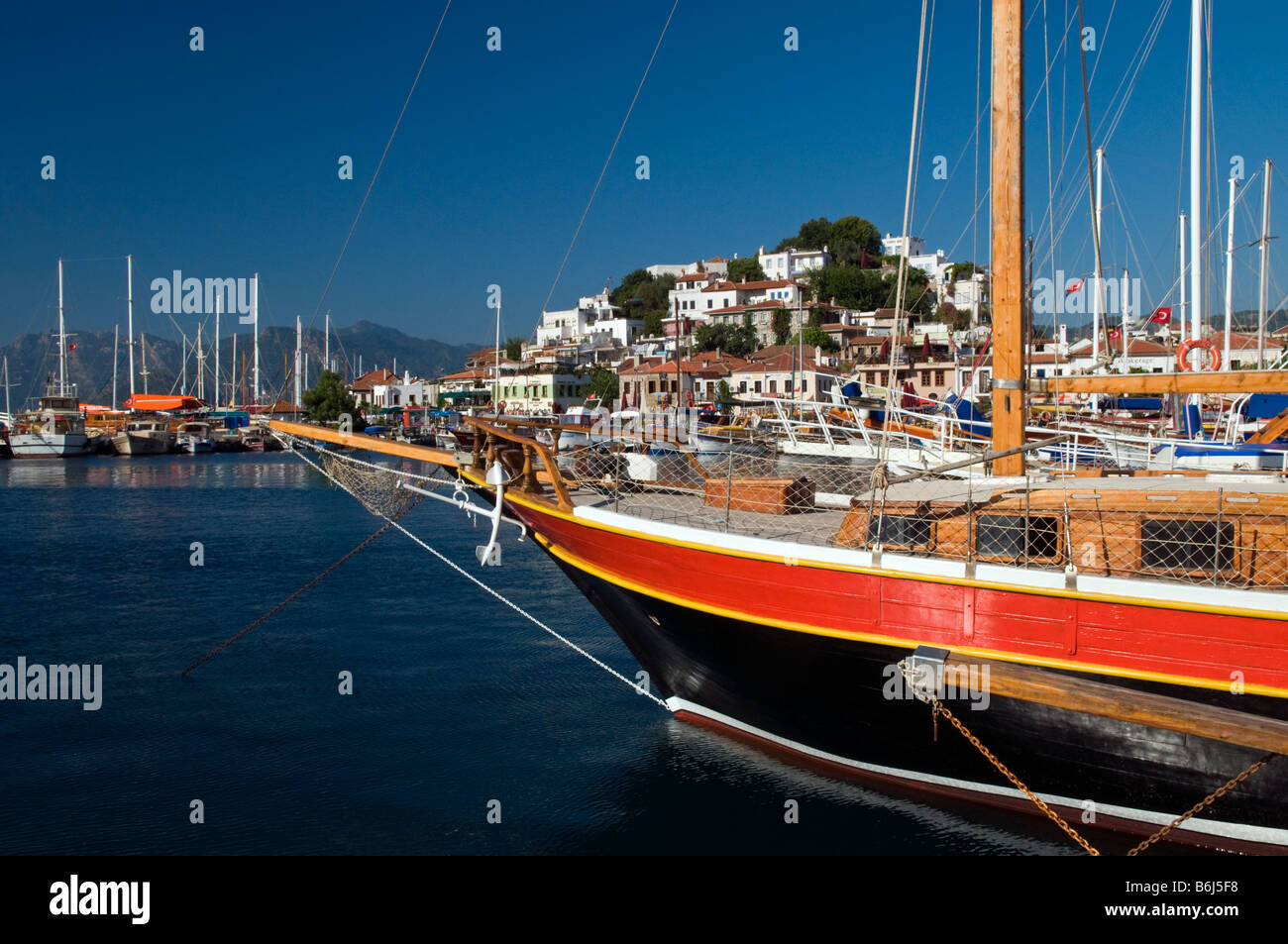 La città di Marmaris e Marina, Turchia Foto Stock