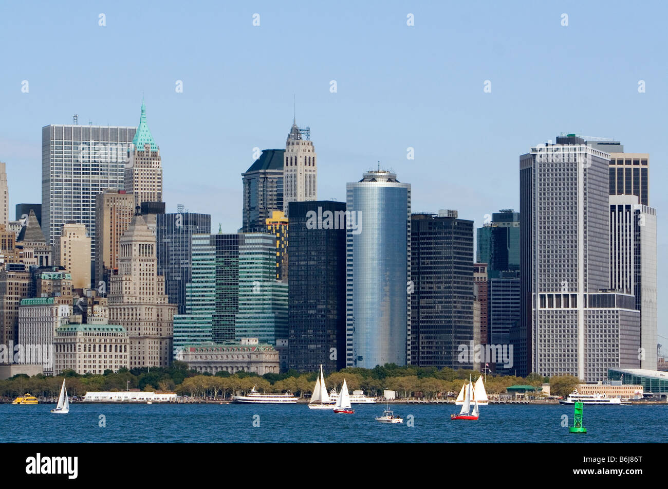 La parte inferiore di Manhattan e Battery Park di New York City New York STATI UNITI D'AMERICA Foto Stock