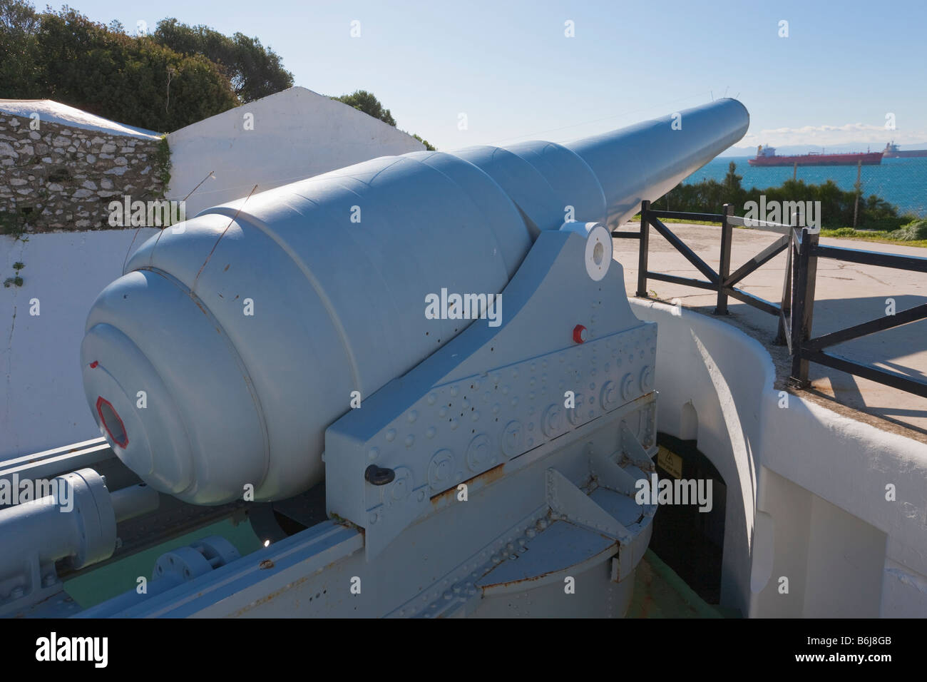 Gibilterra 100 ton gun risalente al 1880 s a Napier di Magdala batteria Rosia Bay Foto Stock