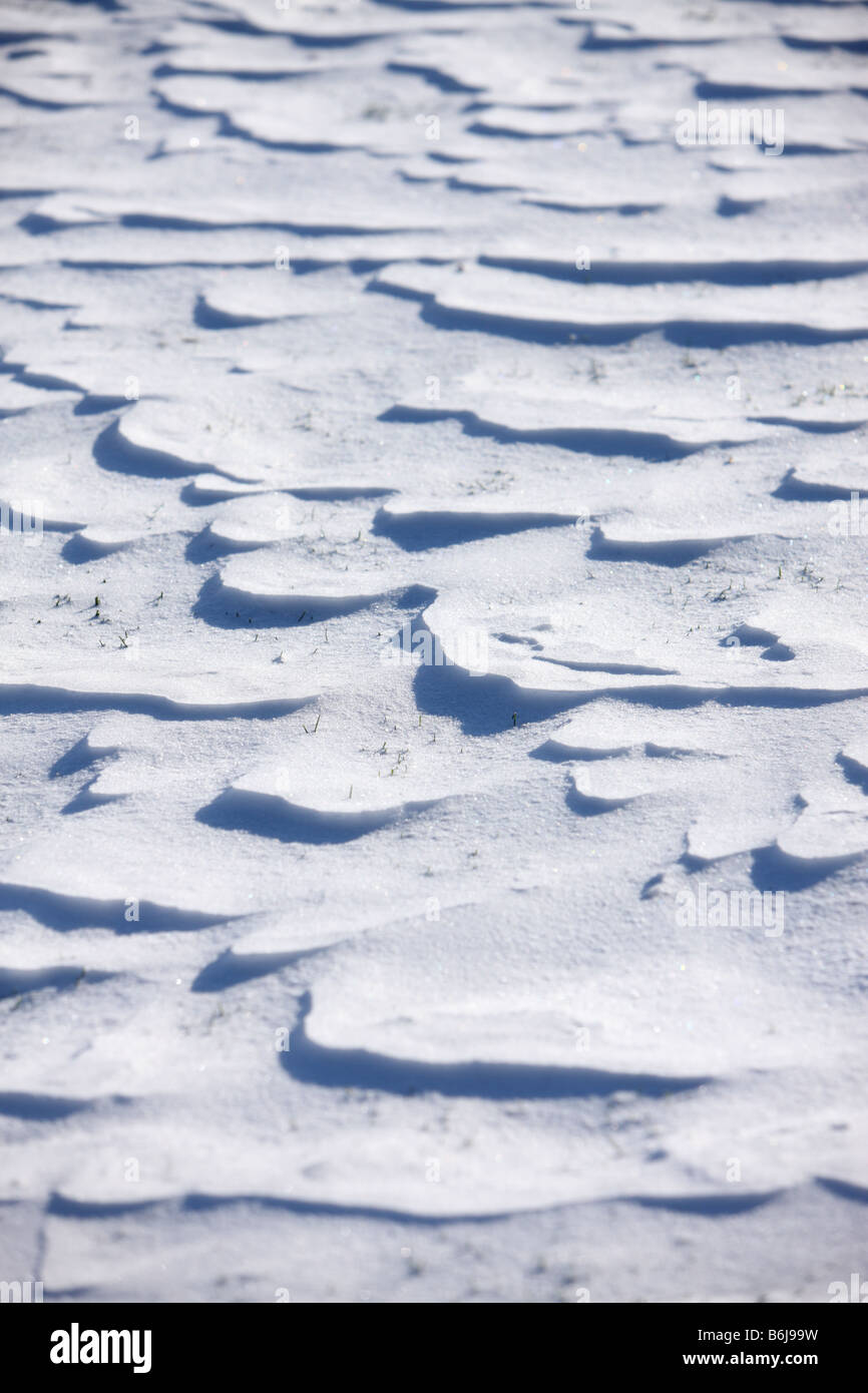 Inverno texture di sfondo del vento neve soffiata closeup Foto Stock