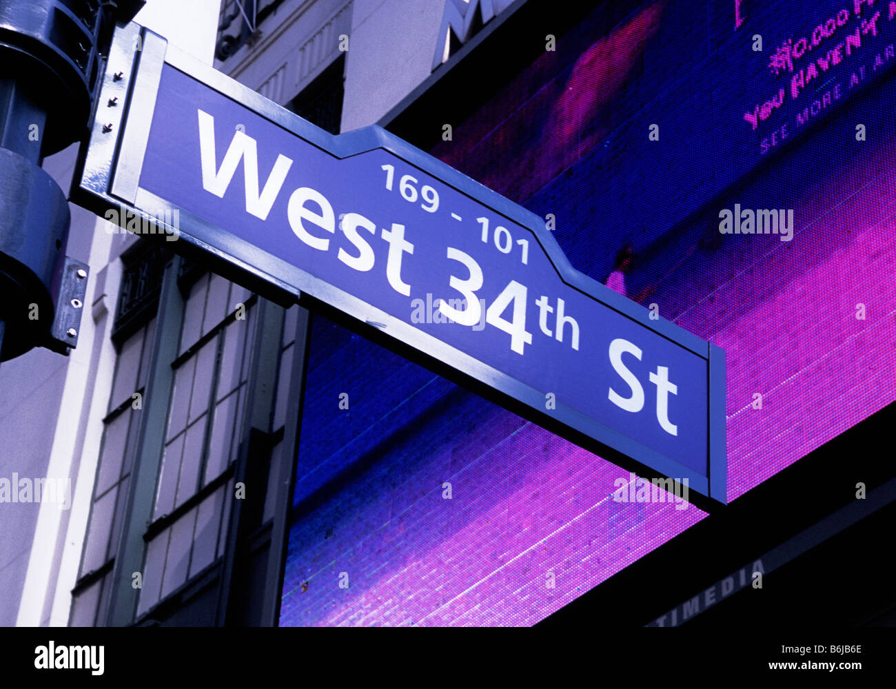 USA New York West 34th Street Sign West Side manhattan new york city ny stati uniti Foto Stock