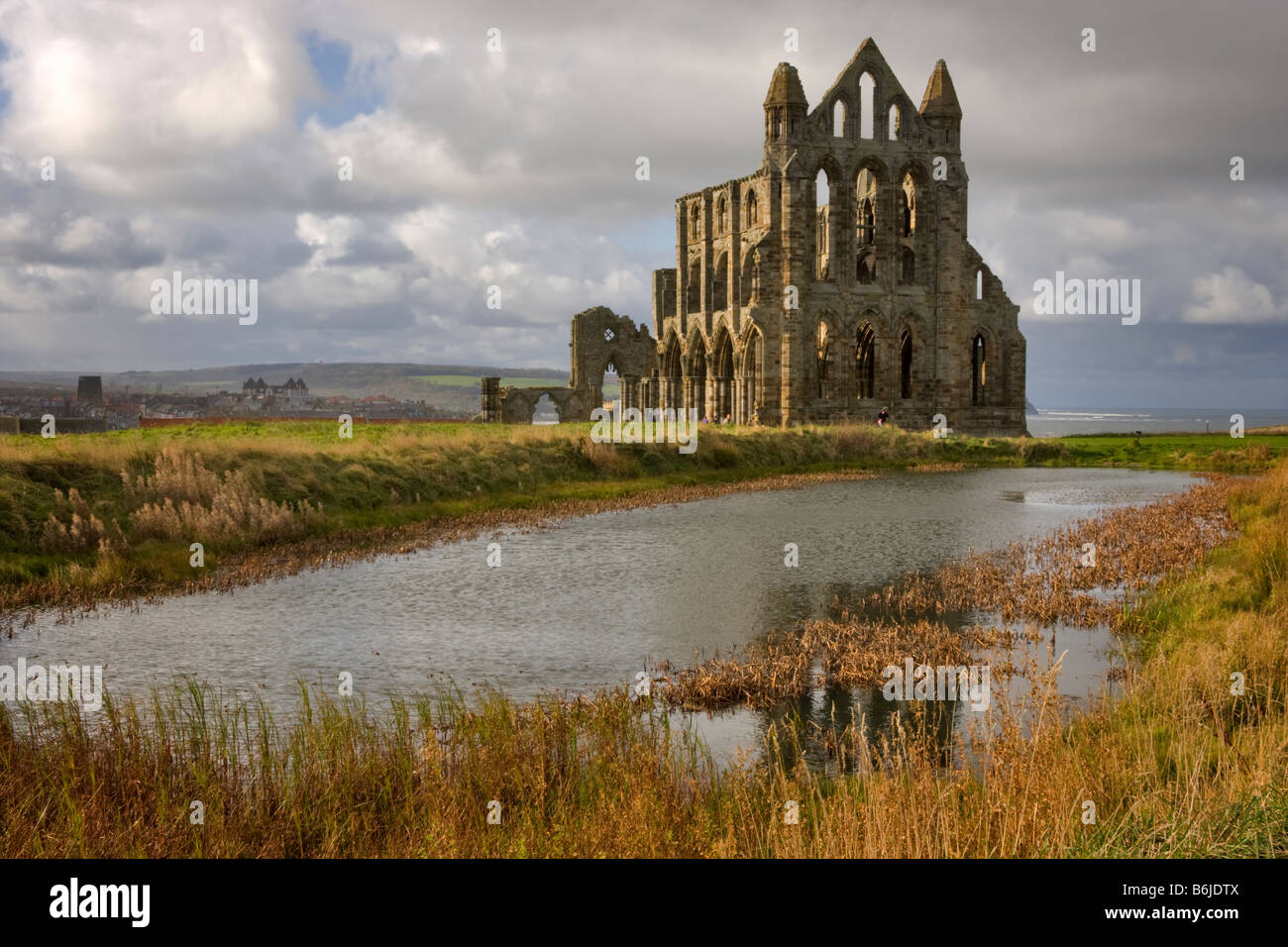 Rovine di Whitby Abbey, North Yorkshire Foto Stock