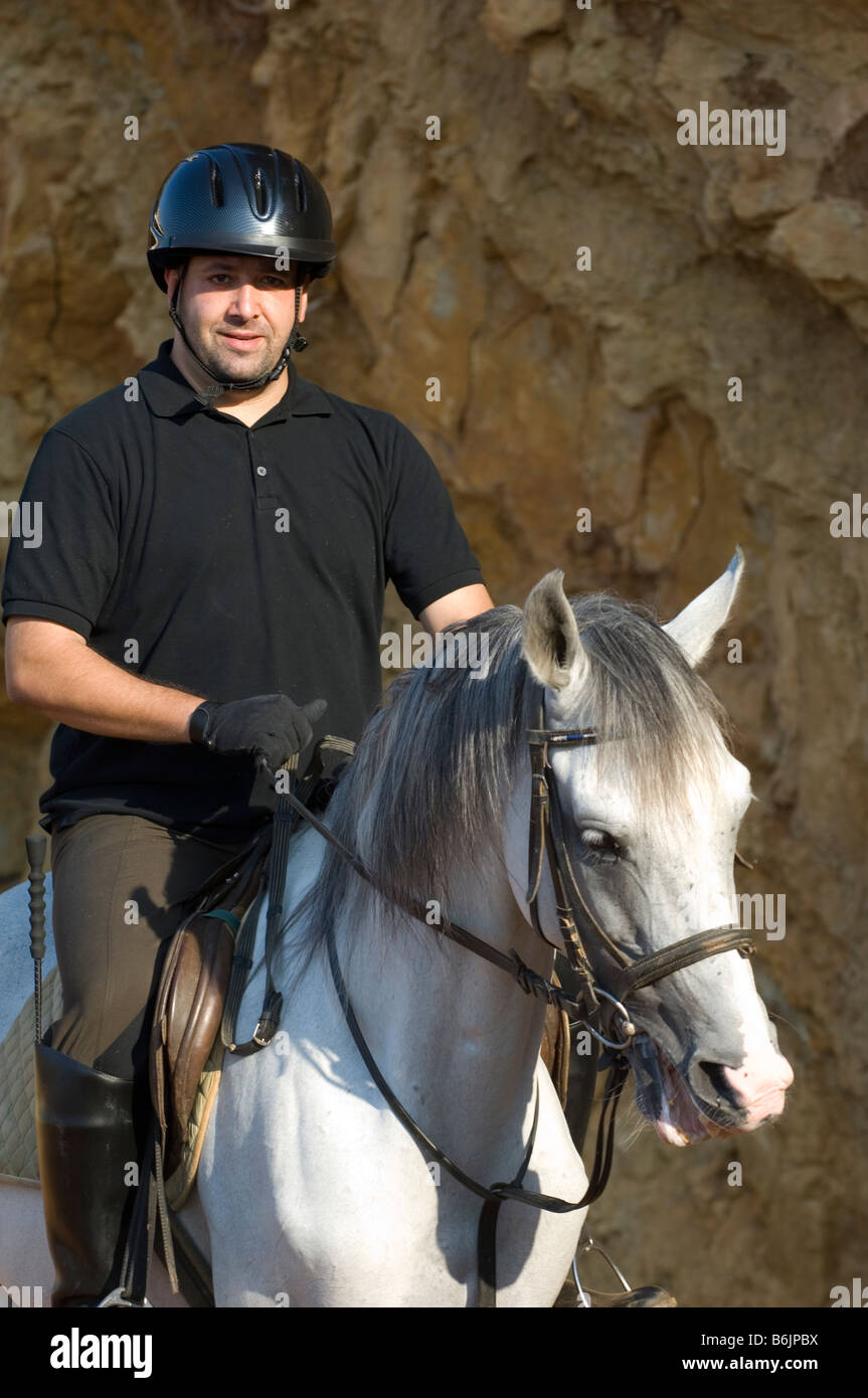 L'uomo sul suo cavallo Beirut Libano Medio Oriente Asia Foto Stock