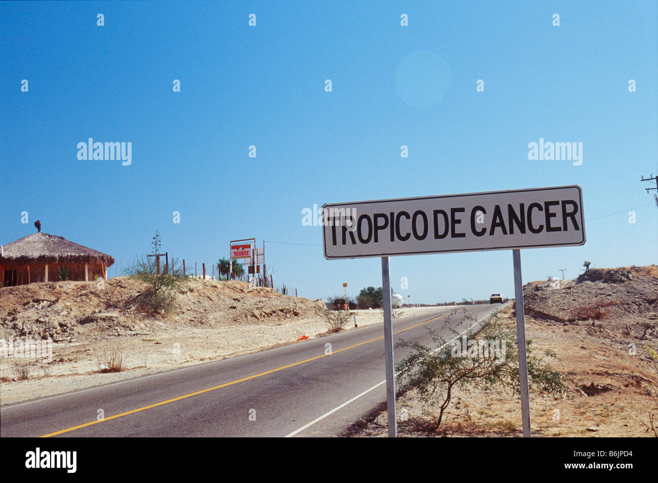 Segno, Tropico del Cancro, Highway 1 Baja California Sur, Messico Foto Stock