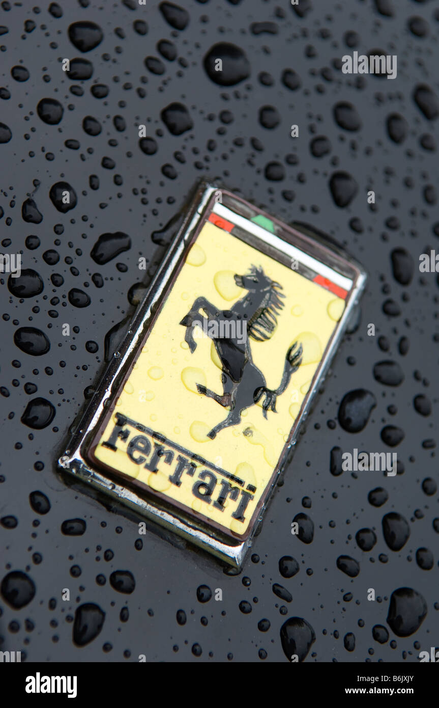 Logo sul cofano della Ferrari sportscar Foto Stock