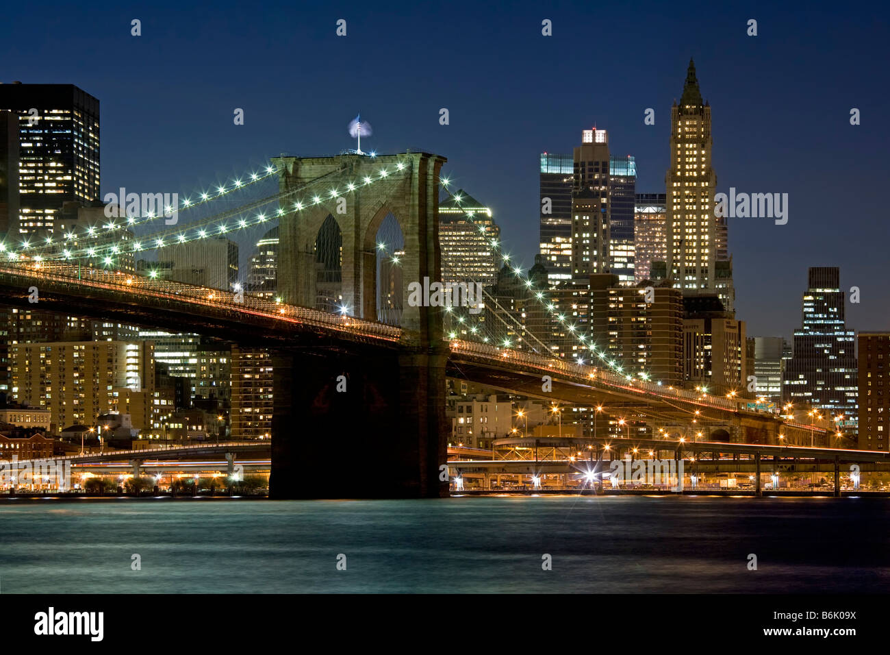 Il Ponte di Brooklyn a New York City New York STATI UNITI D'AMERICA Foto Stock
