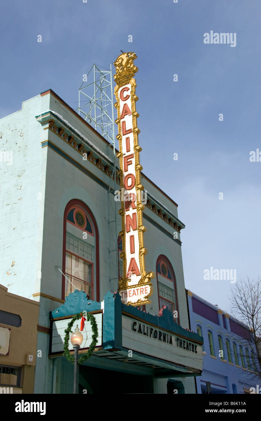 California Theatre Marquee e costruzione Foto Stock
