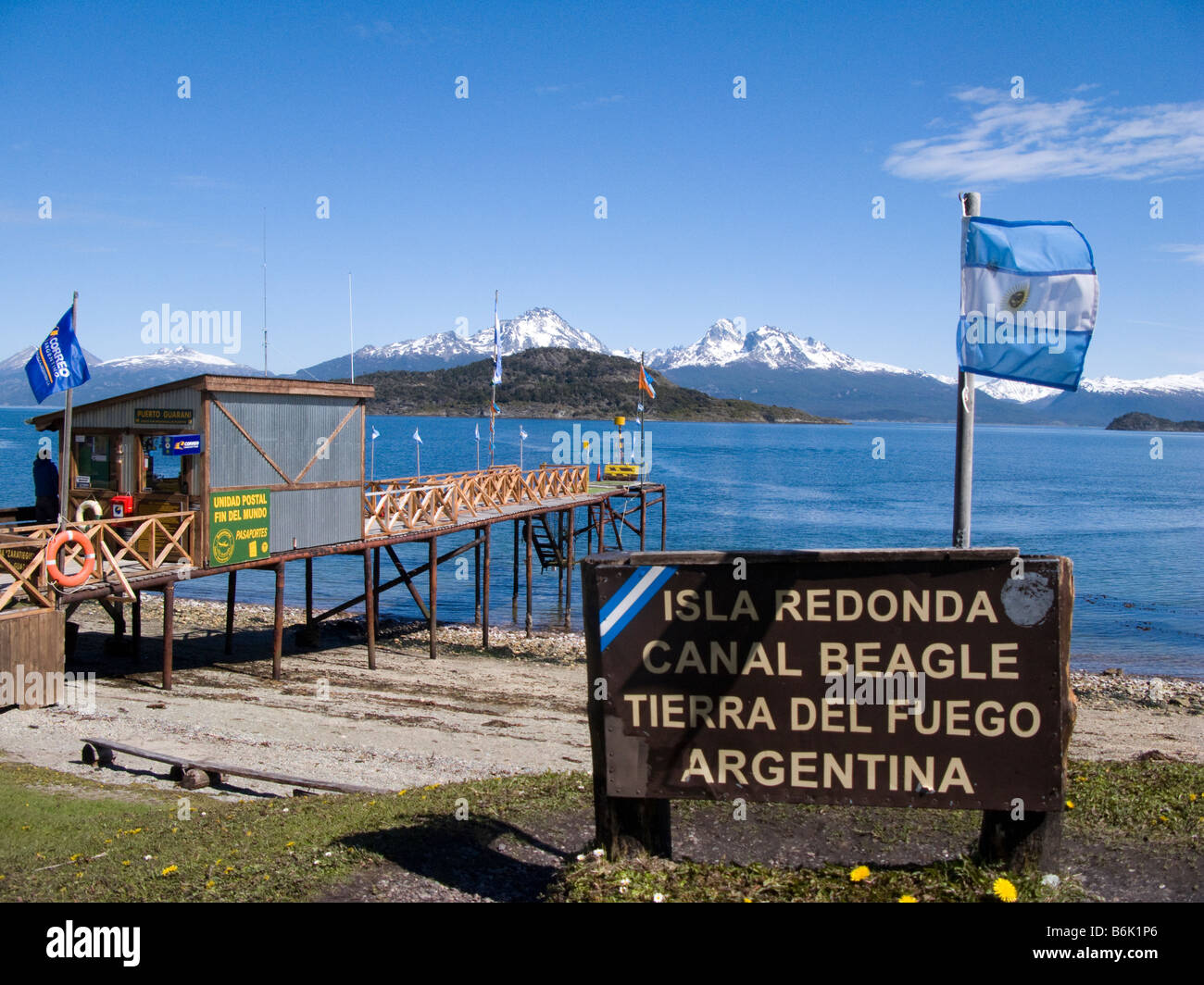 Isla Redonda Tierra del Fuego del Canale di Beagle pier Patagonia Argentina Foto Stock