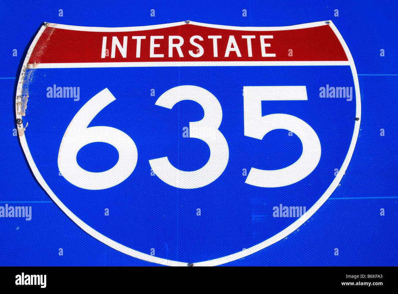 Interstate 635 cartello stradale in Texas (segnaletica) Foto Stock