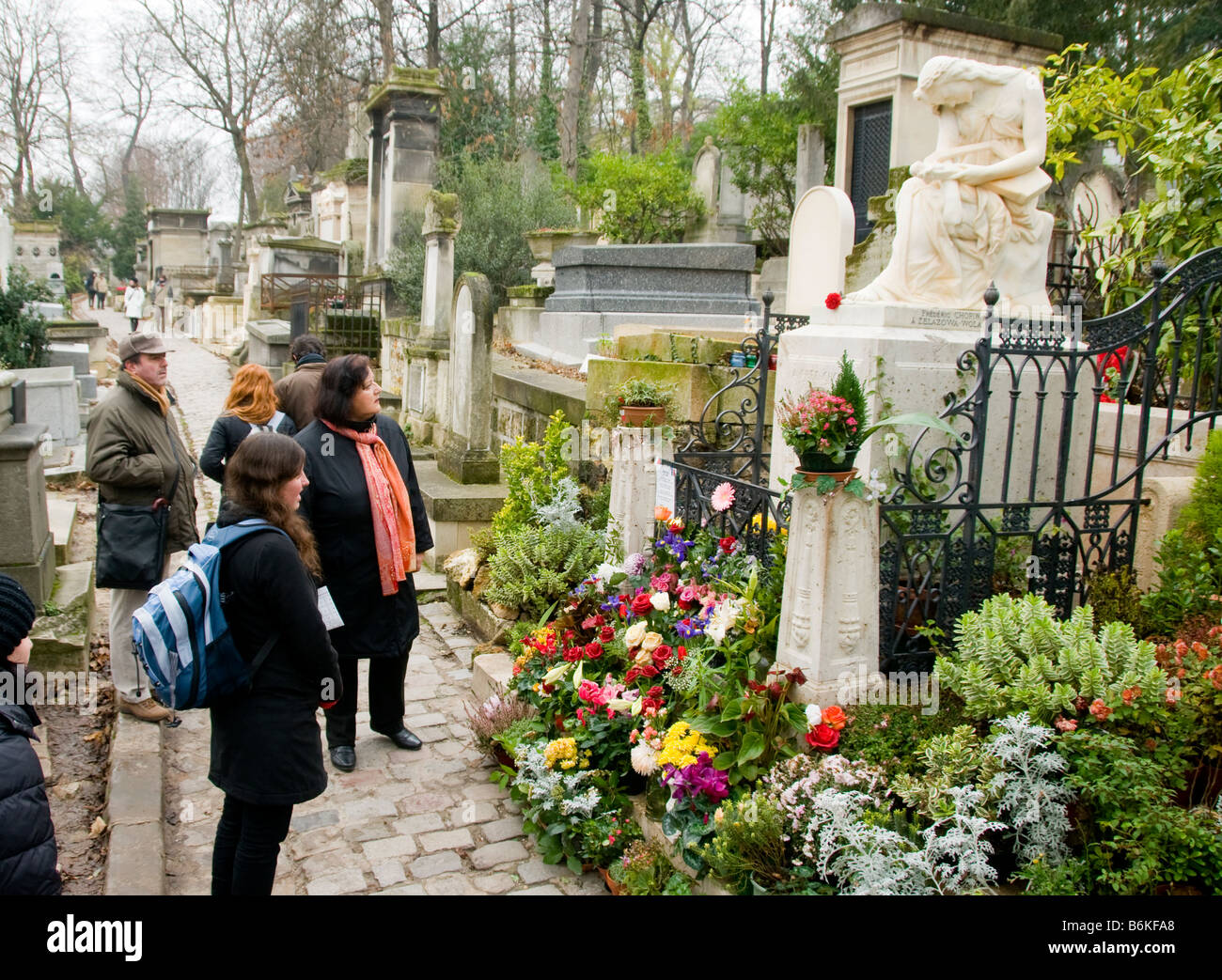 La tomba di Frederic Chopin nel cimitero di Pere Lachaise di Parigi Francia Foto Stock