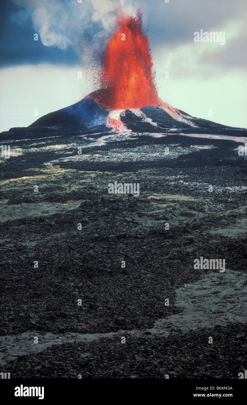 Pu u O o eruzione del vulcano Parco Nazionale dei Vulcani delle Hawaii Isola di Hawaii Foto Stock