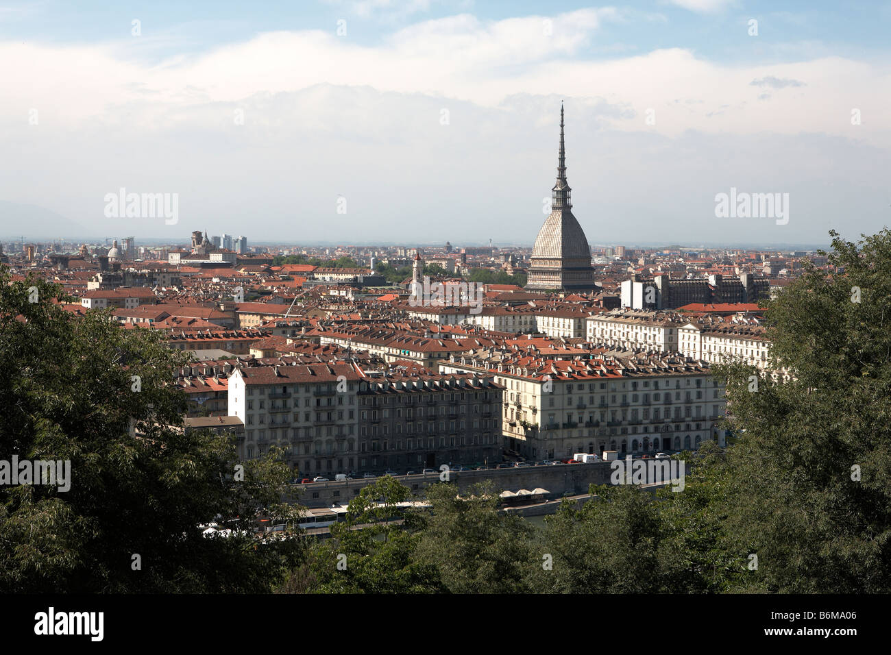 Vista panoramica della città di Torino con mole Antoelliana, Piemonte, Italia Foto Stock