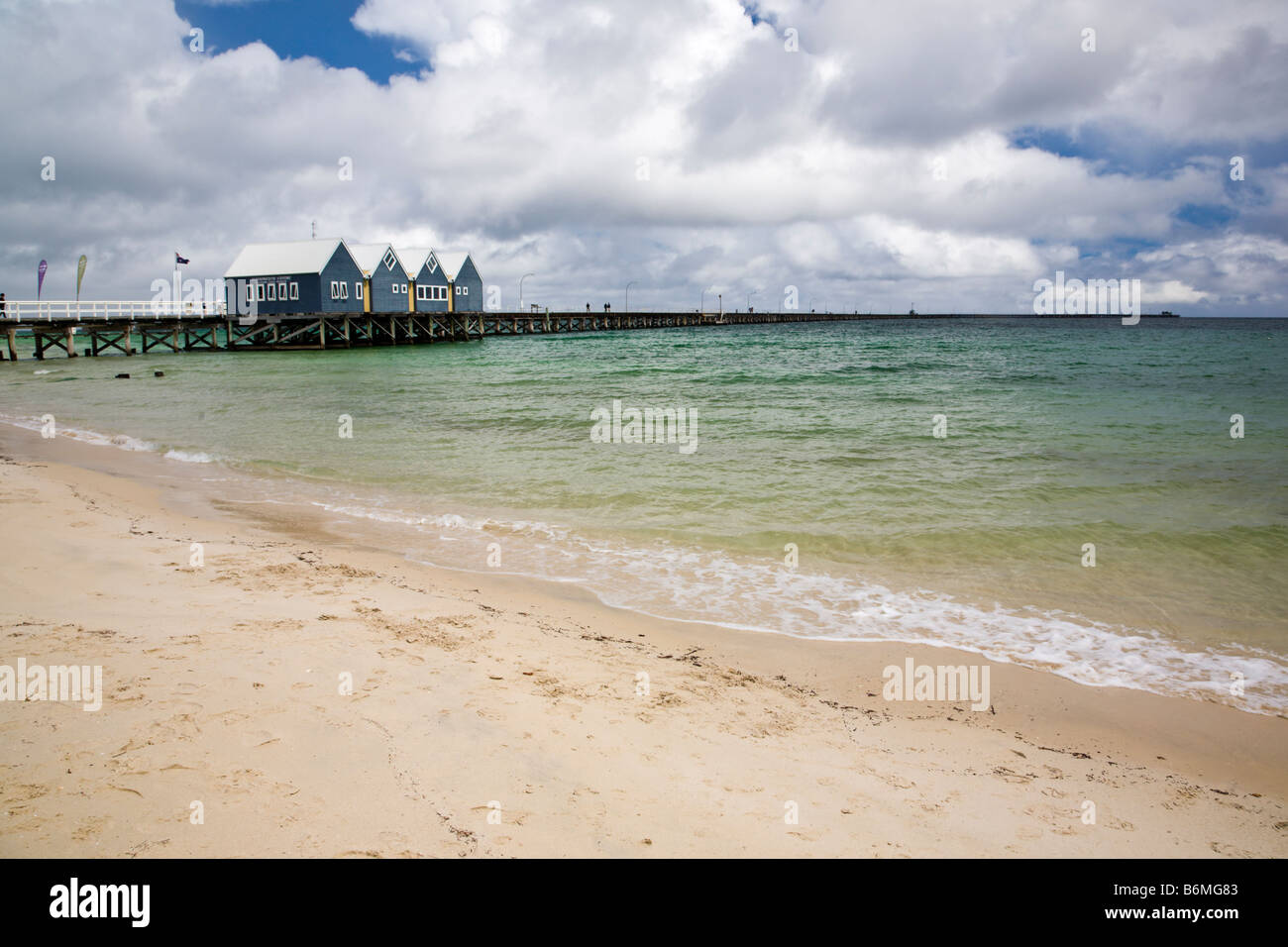 Busselton Jetty dalla spiaggia South Western Australia WA Foto Stock