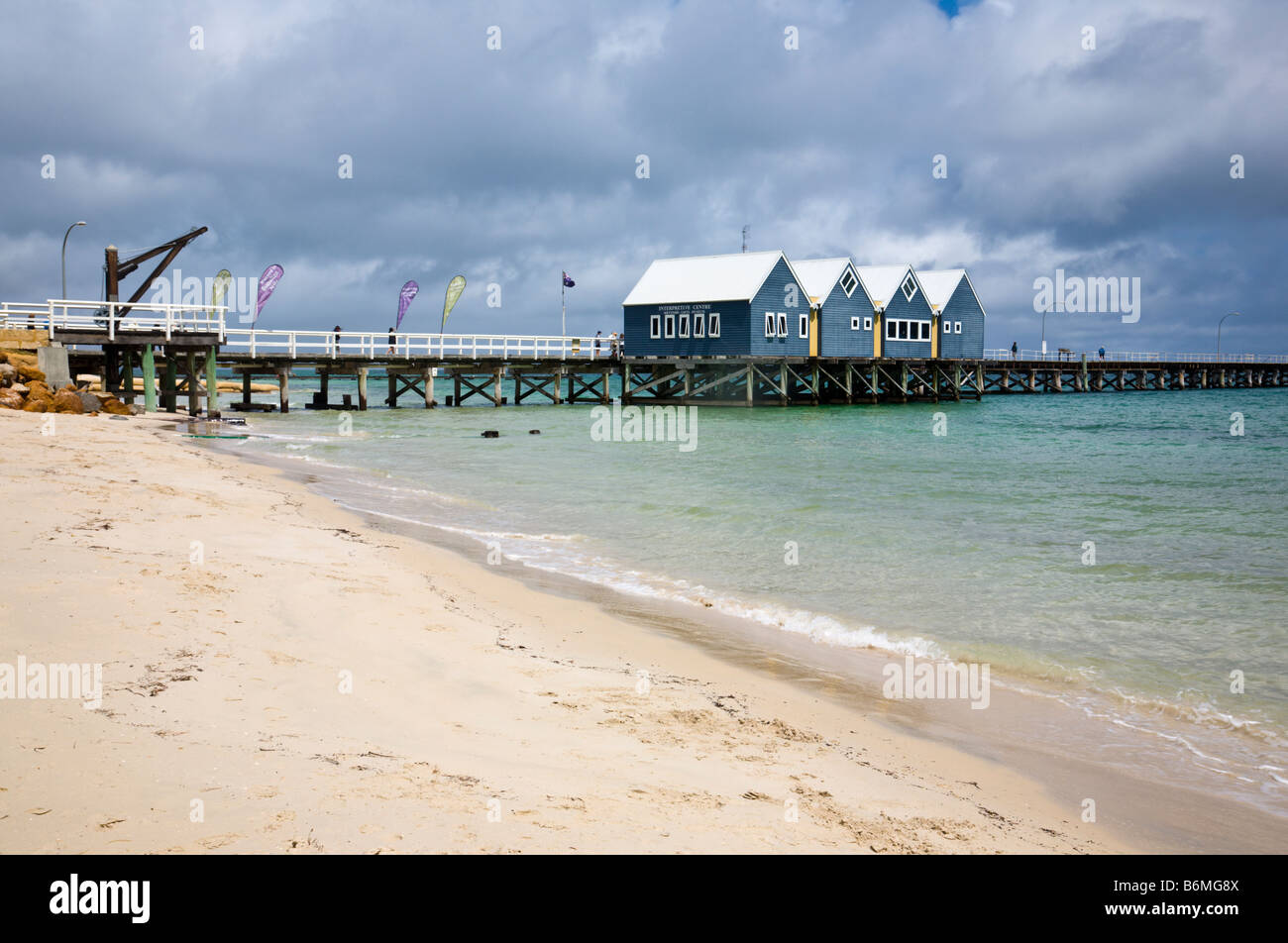 Busselton Jetty dalla spiaggia South Western Australia WA Foto Stock