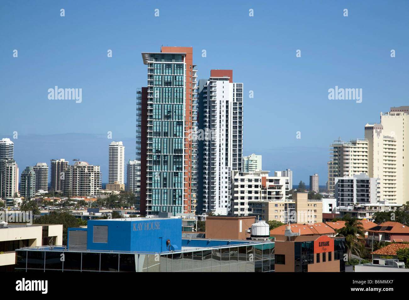 Grattacieli residenziali alti sulla Gold Coast, Queensland, Australia Foto Stock