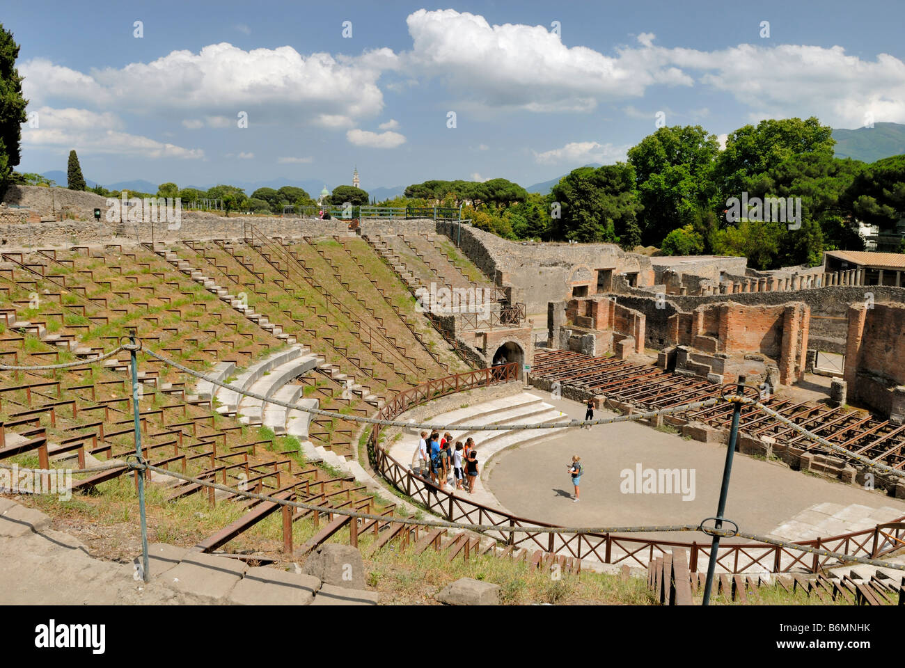 Il Teatro Grande, grande aperto teatro, capacità di posti a sedere 5000, II secolo A.C. Pompei, Campania, Italia, Europa. Foto Stock