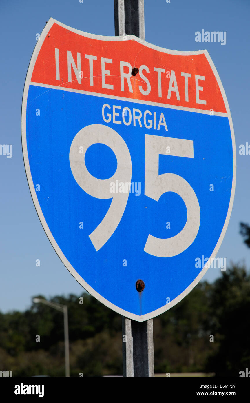 Interstate Highway 95 cartello stradale Georgia USA Foto Stock