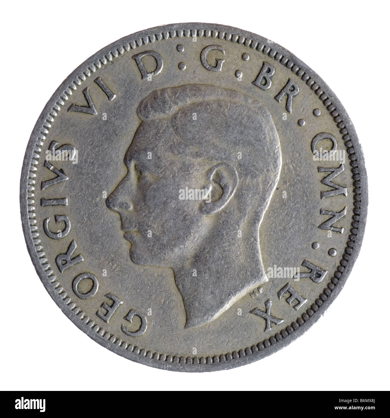 Vecchie monete Britanniche mezza corona Foto Stock