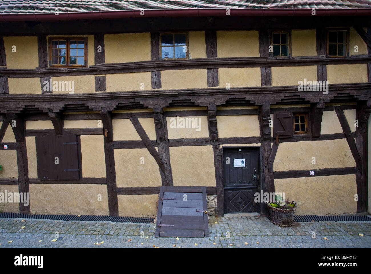 Il graticcio casa di 1485 è il più antico hous di Beeskow Foto Stock
