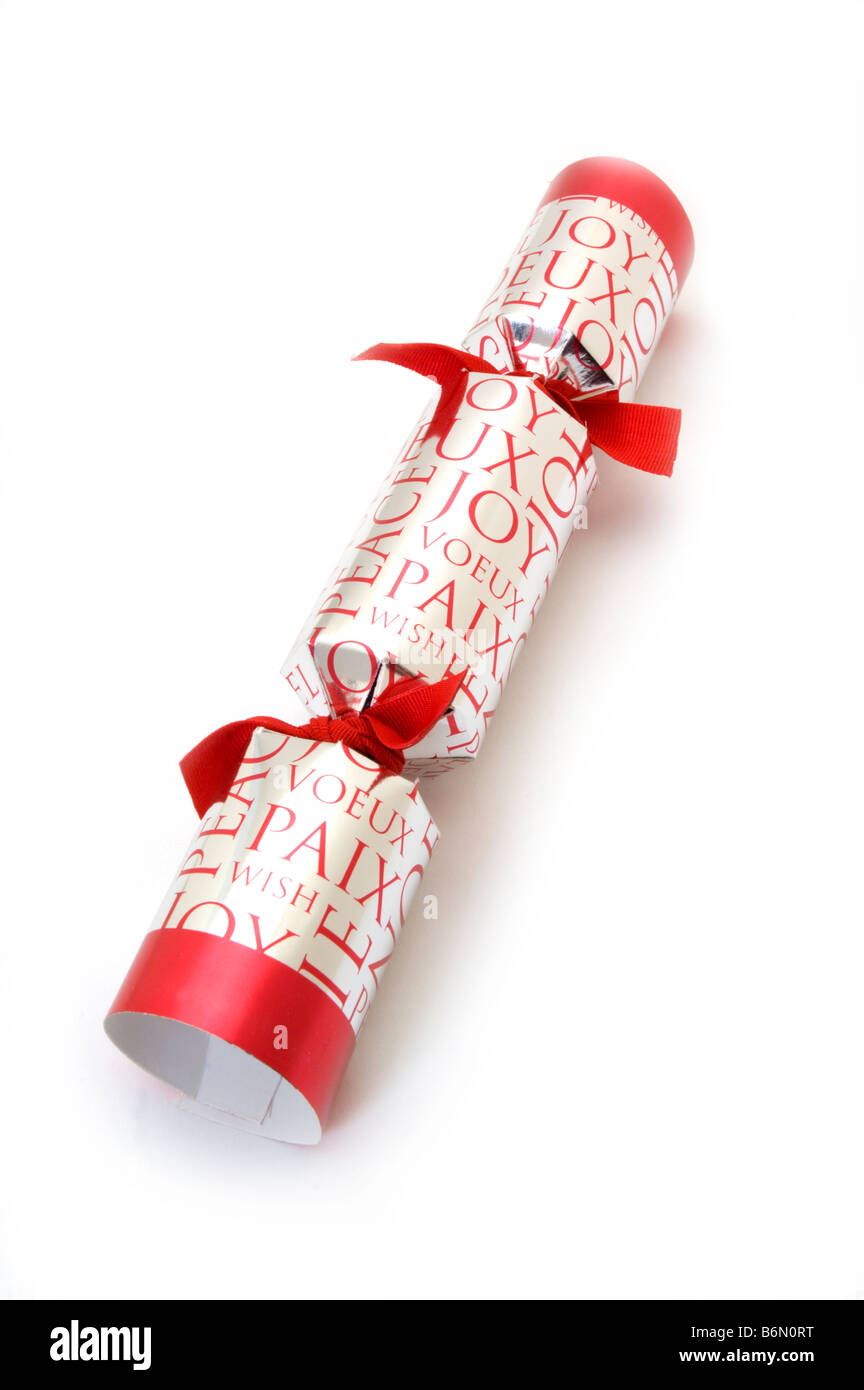 Rosso e argento Christmas Cracker Foto Stock