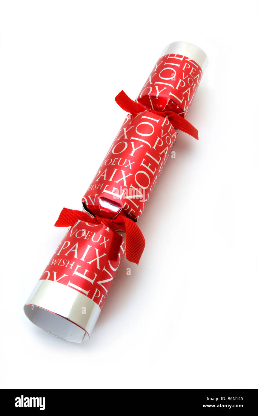 Rosso e argento Christmas Cracker Foto Stock