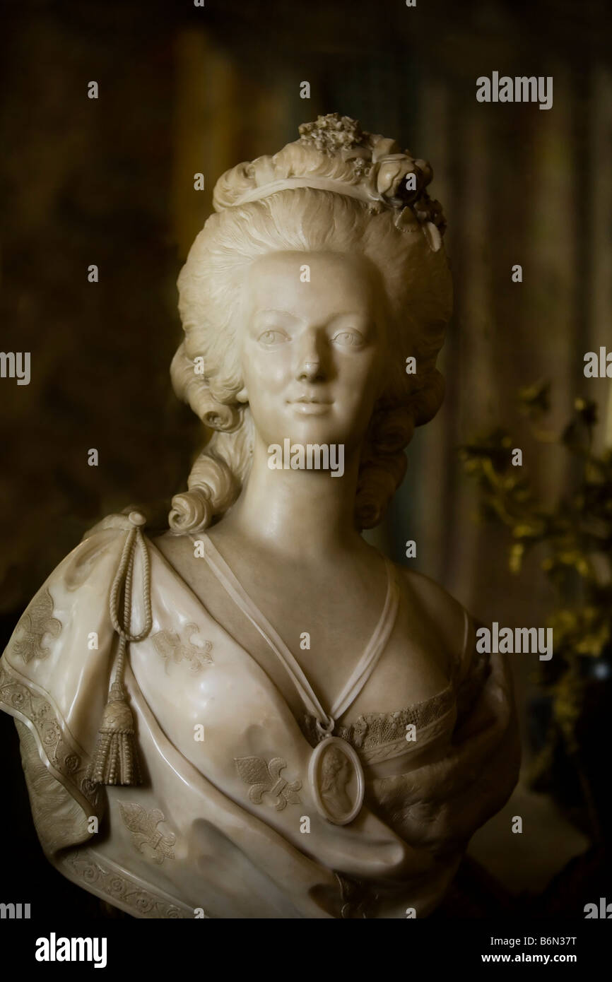 Busto in marmo di Maria Antonietta, Palazzo di Versailles, Versailles, Francia Foto Stock