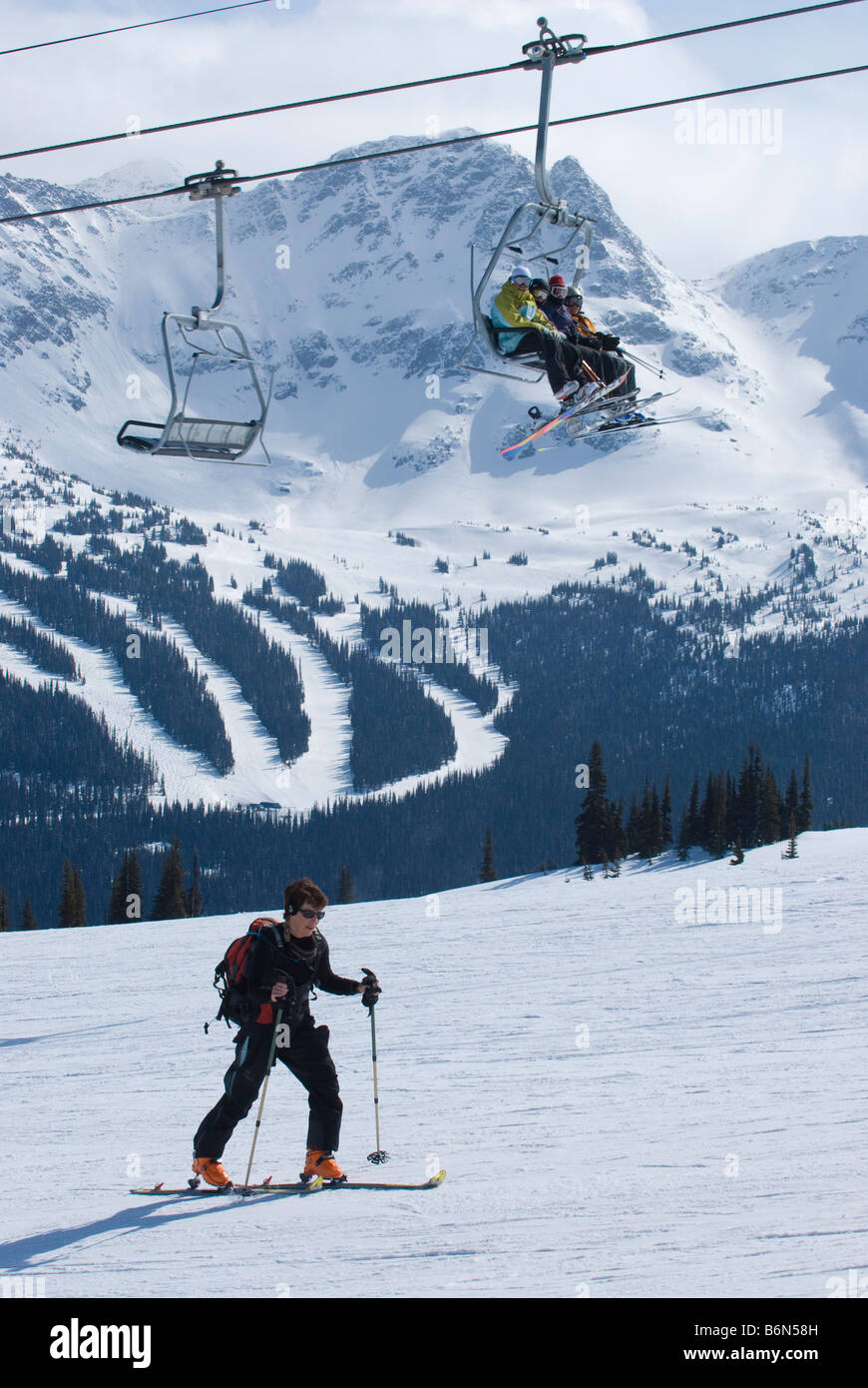 Backcountry Freeride inceppamento in Whistler, BC, Canada Foto Stock